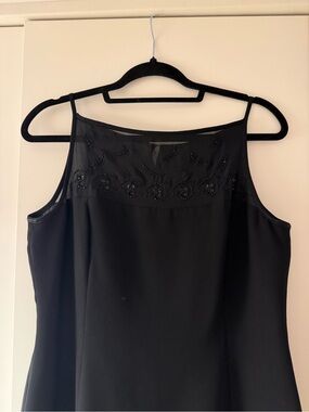 Jones New York Black Beaded Sheer Yoke dress